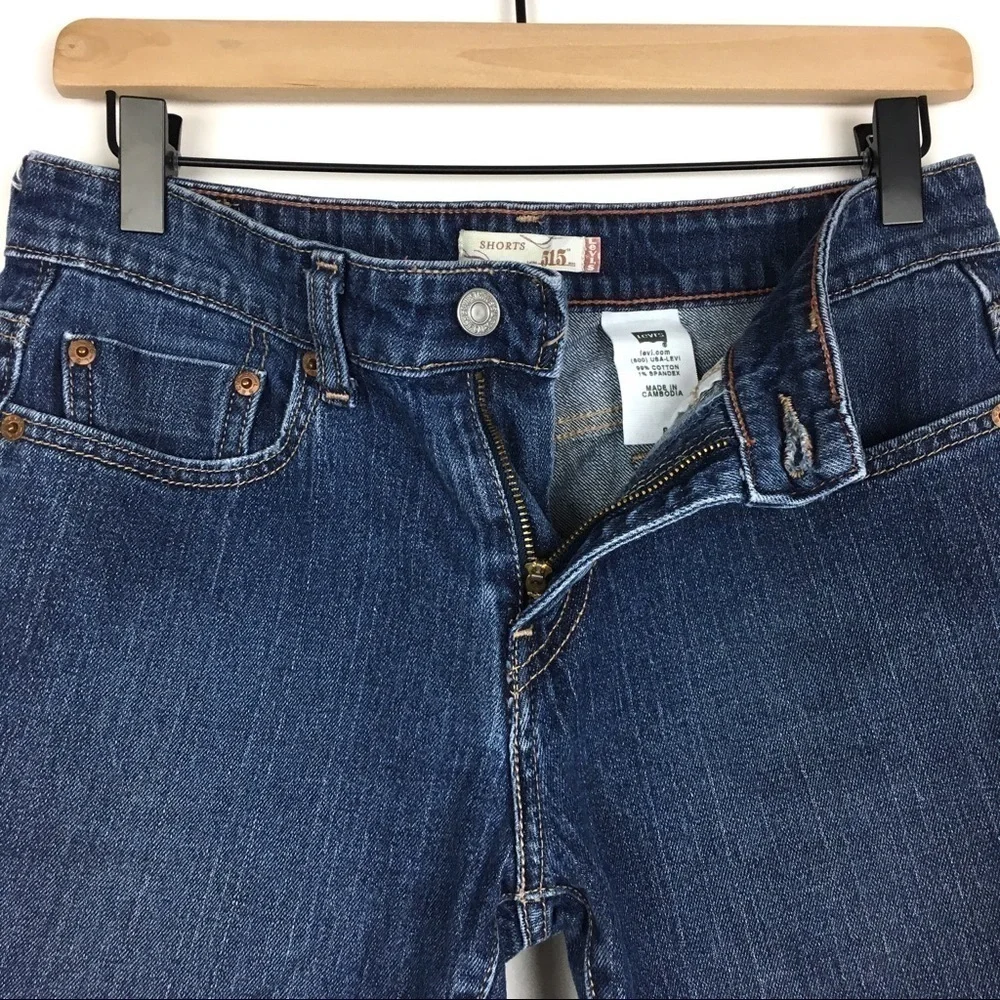 LEVI’S Jean Shorts 515 Denim Cuffed Bermuda Distressed Stretch Mid Rise Size 8